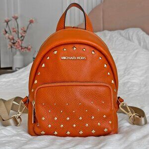 MICHALE KORS ERIN TANGERINE ORANGE MINI STUDS LEATHER BACKPACK